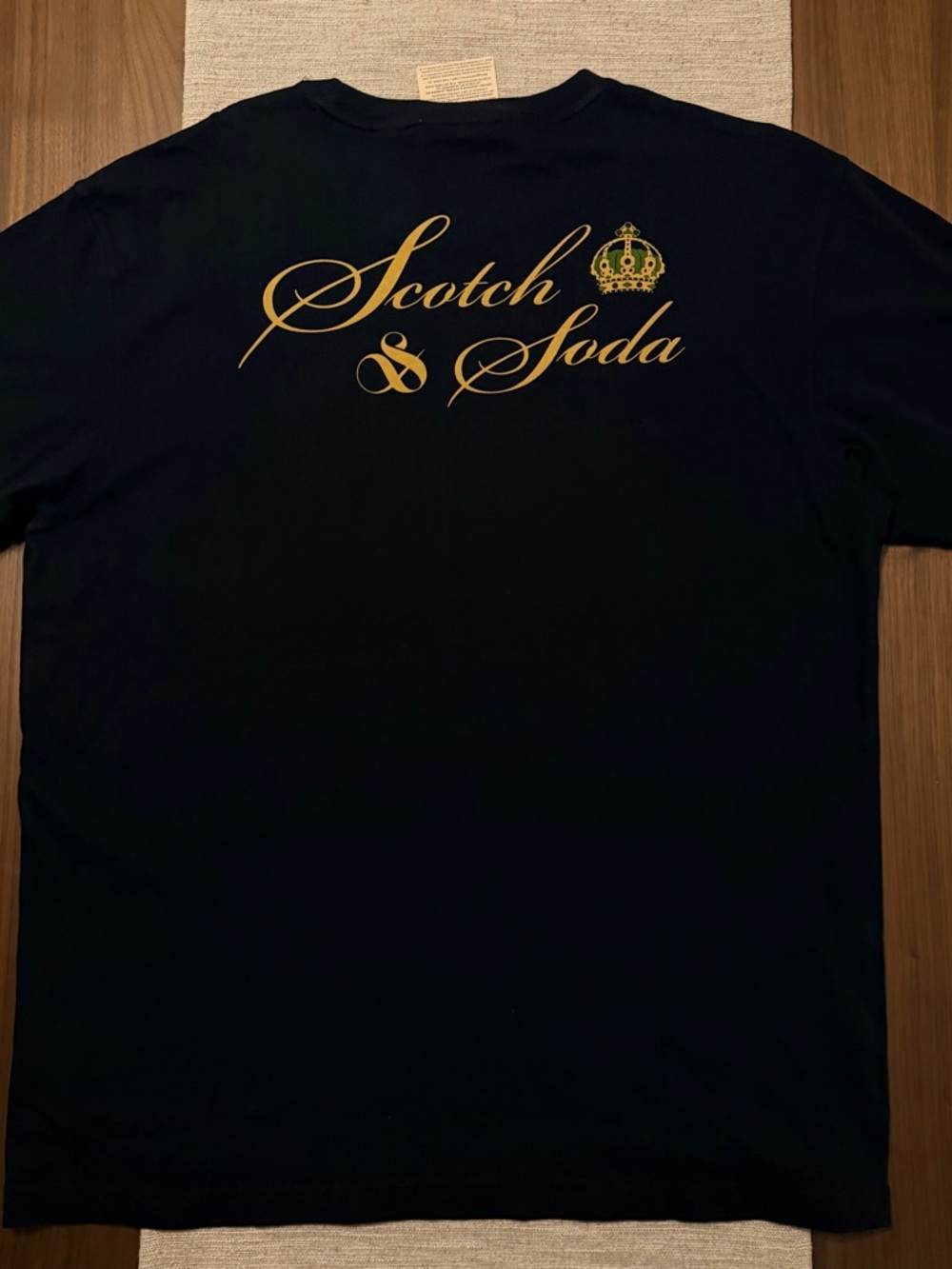 Scotch & Soda Black Tee with Gold Script Logo